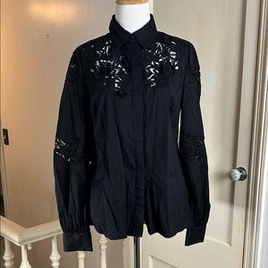 WHBM • Embroidered Poplin Blouse
